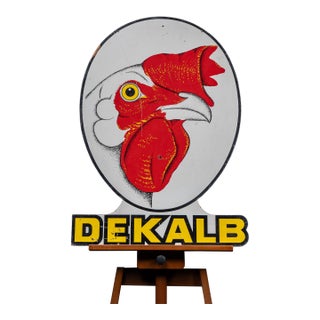 Vintage DeKalb Poultry "Rooster" Advertising Sign For Sale