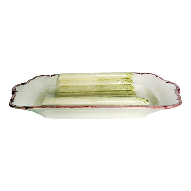 19th Century Ceramic Asparagus Serving Dish, France For Sale