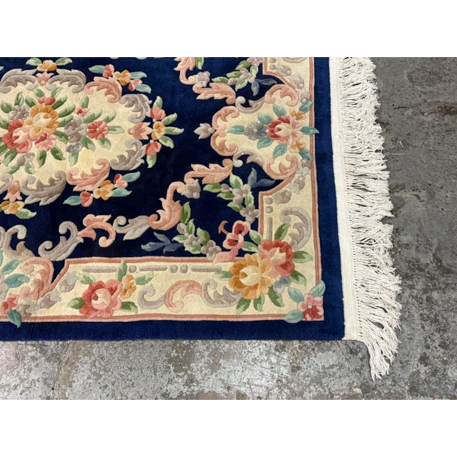4ft × 6ft Chinese Floral Wool Area Rug, Circa 1979 For Sale - Image 9 of 12