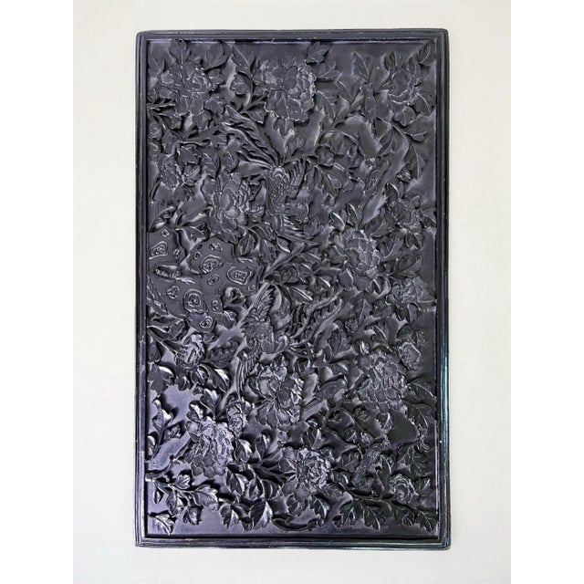 Wood Chinese Black Lacquered Display Stand, Hardwood, Hand Carved, Rectangular, Early 20th C. For Sale - Image 7 of 18