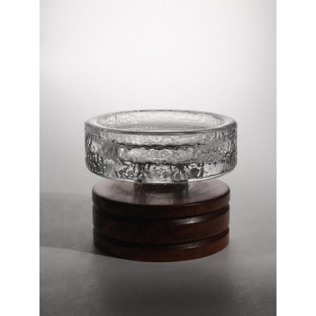 Crystal Glass and Wood Candleholder by Harry N. Boström for Bo Ström, 1960s For Sale - Image 4 of 5