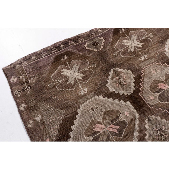 Vintage Circa 1940 Brown Turkish Oushak Hand Knotted Wool Rug 7'10 X 12'6 For Sale - Image 12 of 12