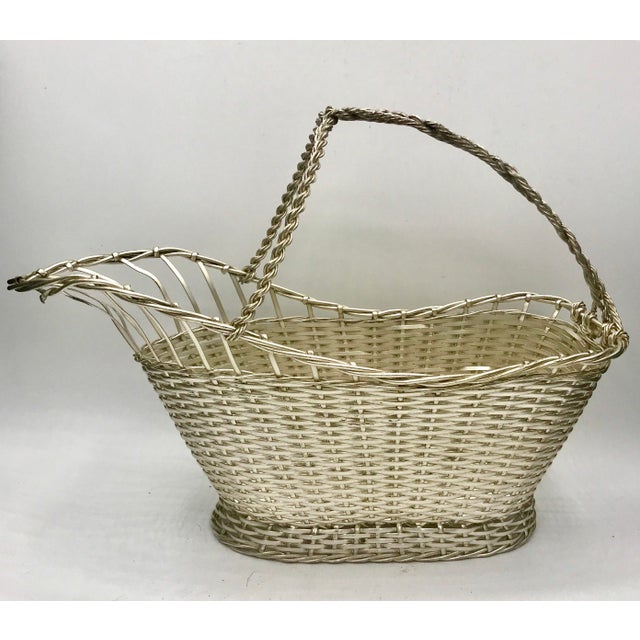 Farmhouse Mid-Century French Silver Wire Wine Basket For Sale - Image 3 of 8
