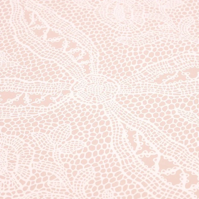 Schumacher Sample - Schumacher Cosette Lace Wallpaper in Blush For Sale - Image 4 of 5