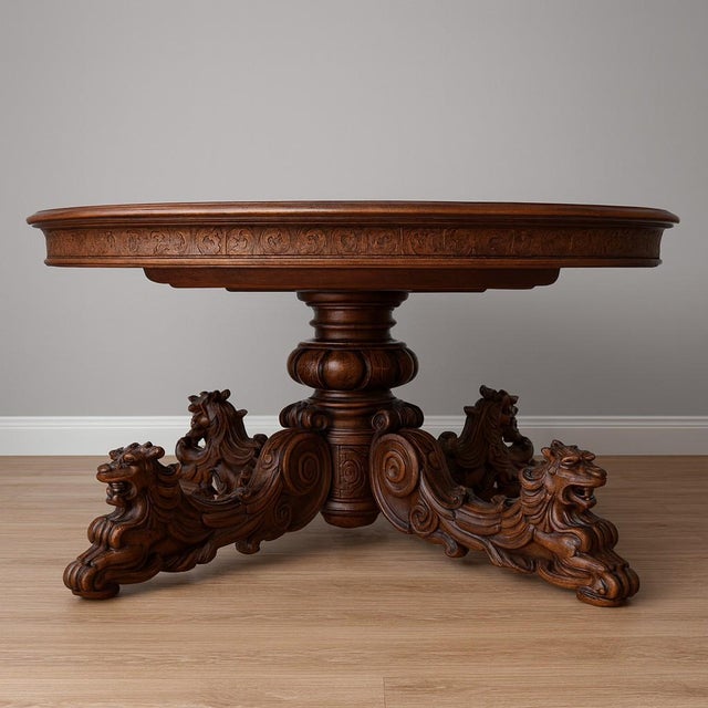 Extendable Renaissance Style Table in Walnut For Sale - Image 6 of 6