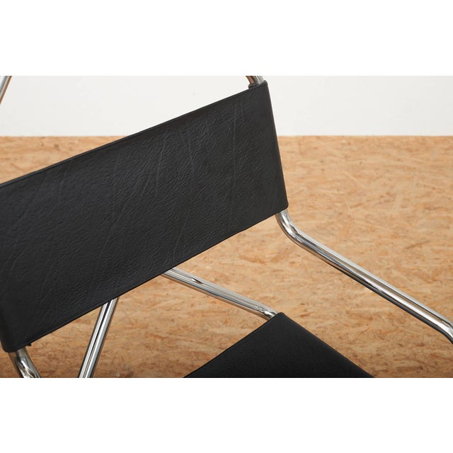 Type 22 the Clamp Cantilever Chair with Chrome-Plated Tubular Steel and Black Leather from Ulysses Müller, 1989 For Sale - Image 11 of 15