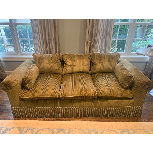 Stark Green Velvet Down and Feather Filled Sofa Chairish