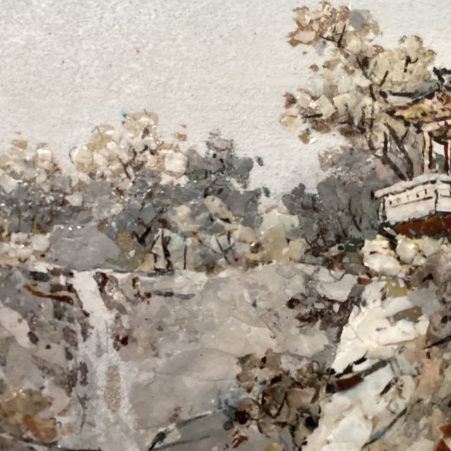 Asian Mid 20th Century Asian Style Art Peace Painting With Mosaic Mother Pearls, Signed Framed For Sale - Image 3 of 12