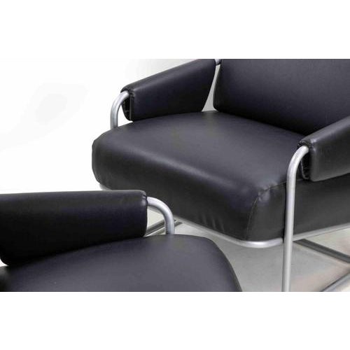 Armchairs in Steel and Black Skai by Guido Faleschini, Italy, 1970s, Set of 2 For Sale - Image 3 of 8