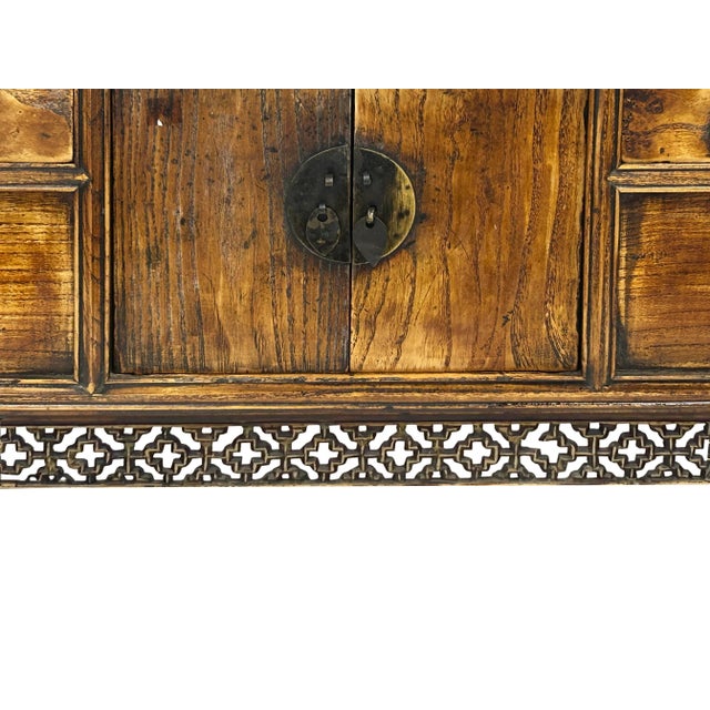 39" Distressed Vintage Chinese Carving Point Edge Chest Table Stand For Sale - Image 9 of 10