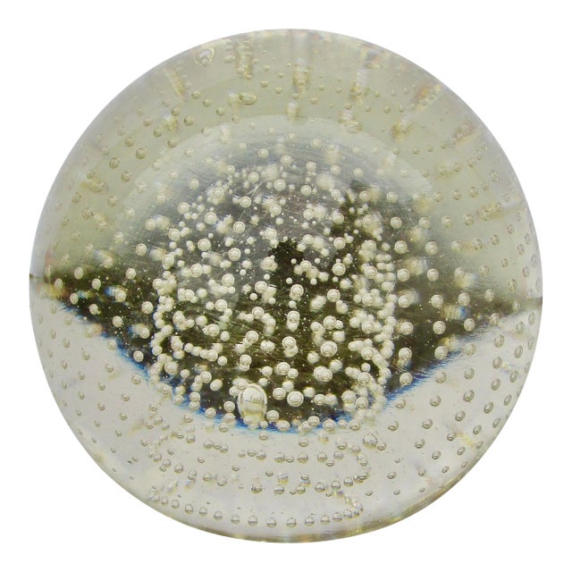 Vintage Crystal Bubble Paperweight For Sale