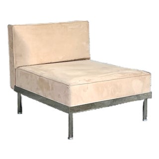 Vintage Minimalist Chrome Base Lounge Chair For Sale