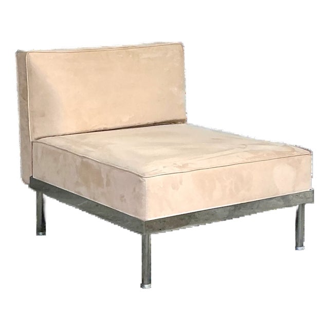 Vintage Minimalist Chrome Base Lounge Chair For Sale