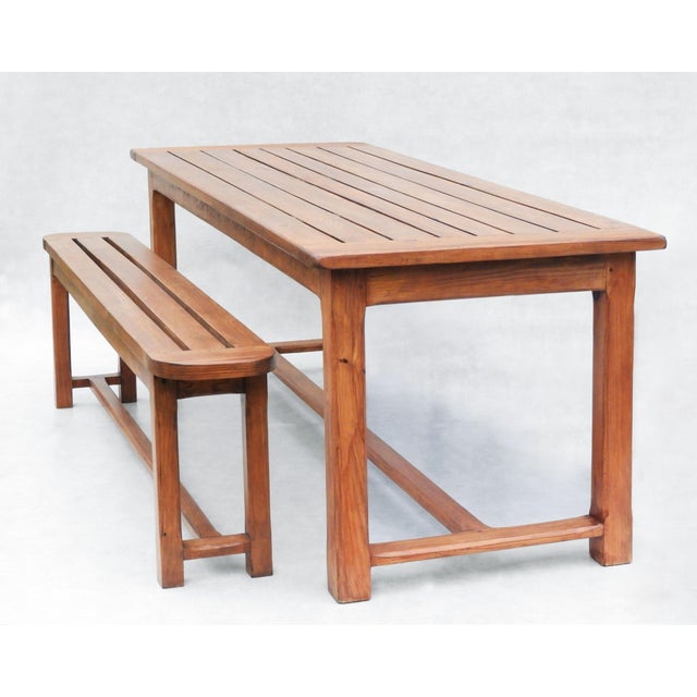 French Provincial Garden Table and Bench, 1980, Set of 2 For Sale - Image 13 of 13