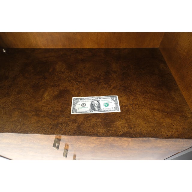 Set of 3 Burl Wood Lighted Cabinets Wall Units Mid Century Modern MINT For Sale - Image 9 of 17