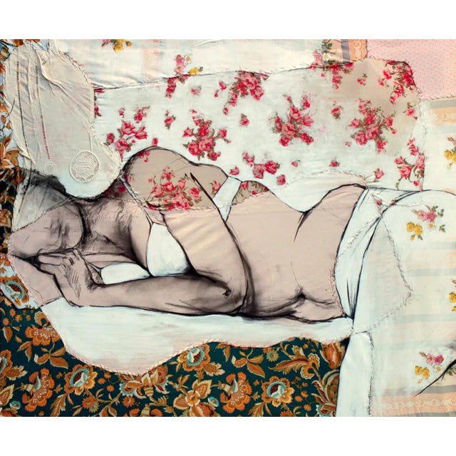 Baroque Anne Valérie Dupond, Lea 4, Sensual Fabric Painting of Sleeping Woman, 2014 For Sale - Image 3 of 3