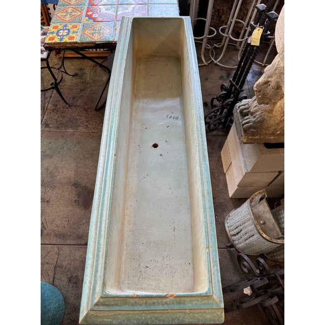 1930s Rare Monumental Gladding McBean Turquoise Glazed Architectural Terra Cotta Planter For Sale - Image 12 of 12