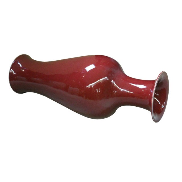 Contemporary Burgundy Red Handmade Large Tall Slim Line Vase For Sale - Image 3 of 6