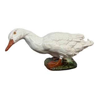 Vintage French Bavent Faience Terracotta Goose For Sale
