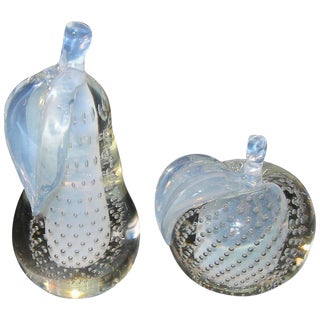 1960s Mid-Century Modern Salviati Murano Opalescent Fruit Bookends - a Pair For Sale