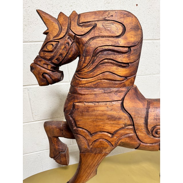 1970s Monumental Wood Carved Witco Style Free Standing Horse For Sale - Image 5 of 7