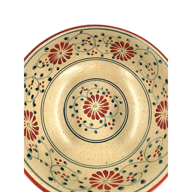 Asian Modern Bat Trang Vietnamese Ceramic Soup Bowls With Hand Painted Red Blue Floral Motif - Set of 6 For Sale - Image 4 of 11
