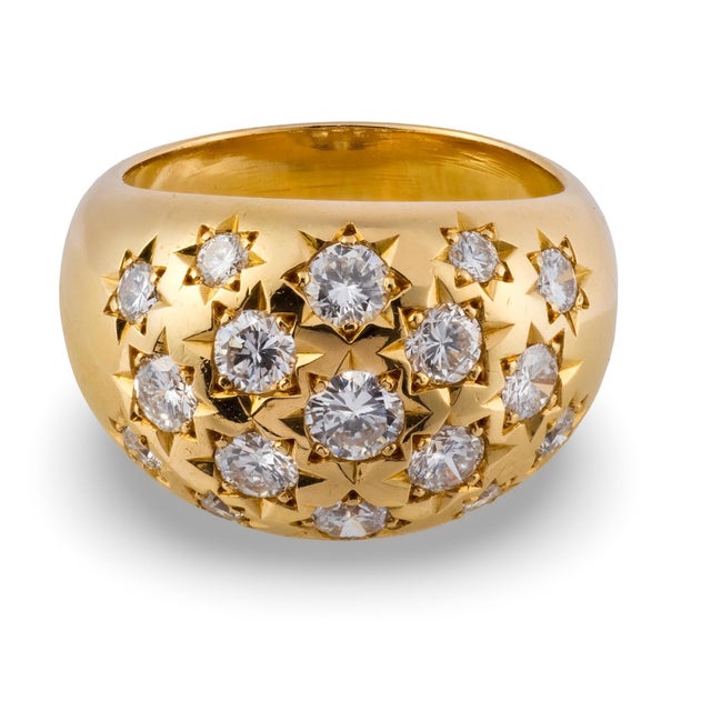 Contemporary Vintage French 1.50 Carat Diamond 18k Yellow Gold Ring, Size 6 For Sale - Image 3 of 6