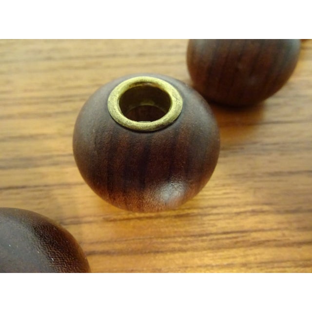 6 Danish candle holder in solid teak from the 1960s.