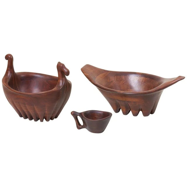 Large Bowl and Cup in Walnut by Lee Swennes, USA, 1960s, Set of 3 For Sale - Image 16 of 16