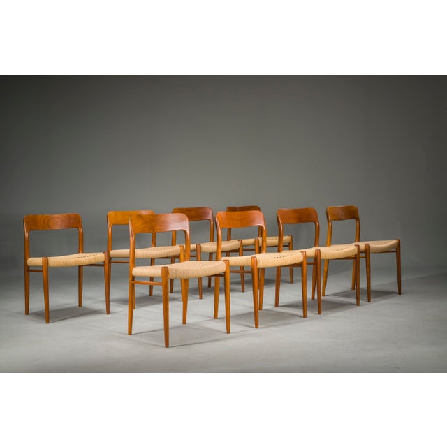Danish Teak Model 75 Dining Chairs by Niels Møller, 1960s, Set of 8 For Sale - Image 10 of 18