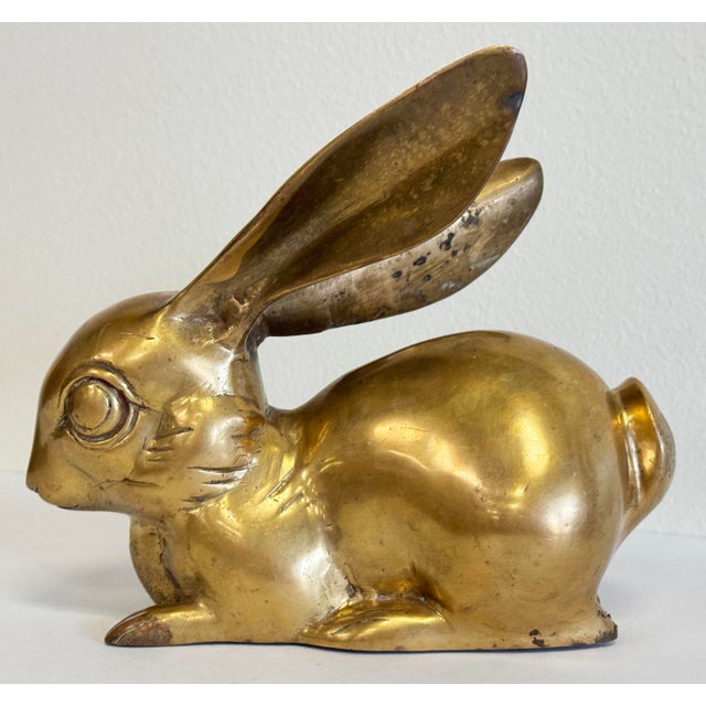 Mid 20th Century Vintage Large Brass Bunny Rabbit Figure For Sale - Image 5 of 6