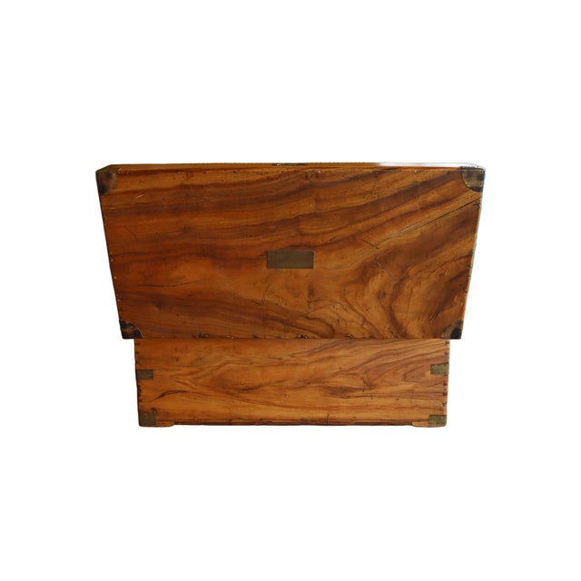 Antique Camphor Wood Campaign Chest With Brass Hardware For Sale - Image 9 of 18