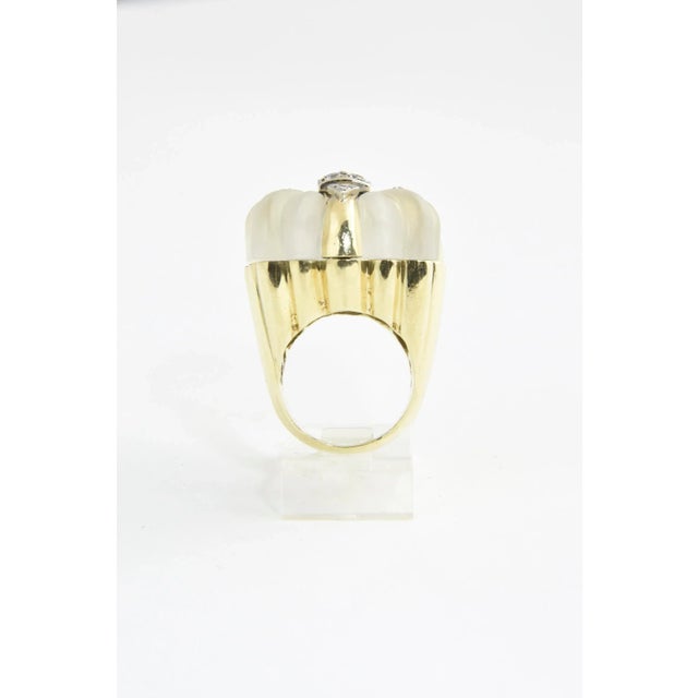 1970s 1970s Rock Crystal and Diamond Gold Present Cocktail Ring Size 5 For Sale - Image 5 of 8