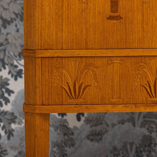 Copper Mid 20th Century Swedish Art Deco Birchwood Marquetry Bar Cabinet For Sale - Image 8 of 18