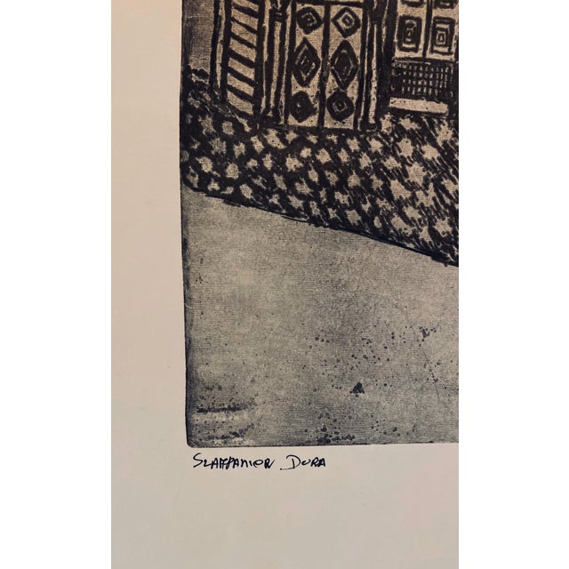 Folk Art Dora Szampanier, Etching of destroyed synagogue - Lwow, Poland For Sale - Image 3 of 6