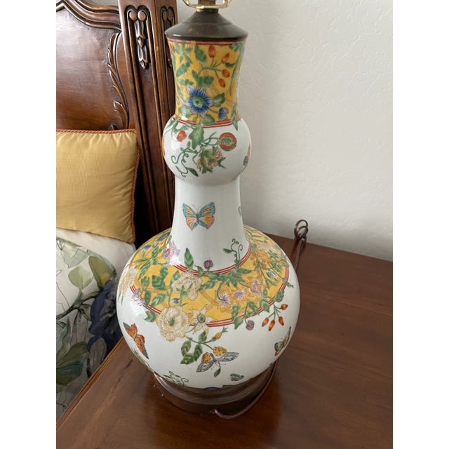 Mid 20th Century Table Lamps From Ceramic Vases With Butterflies - a Pair For Sale - Image 12 of 12