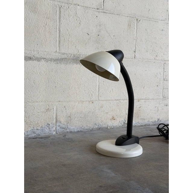 Black 1980s White and Black Gooseneck Desk Lamp With Adjustable Arm For Sale - Image 8 of 10