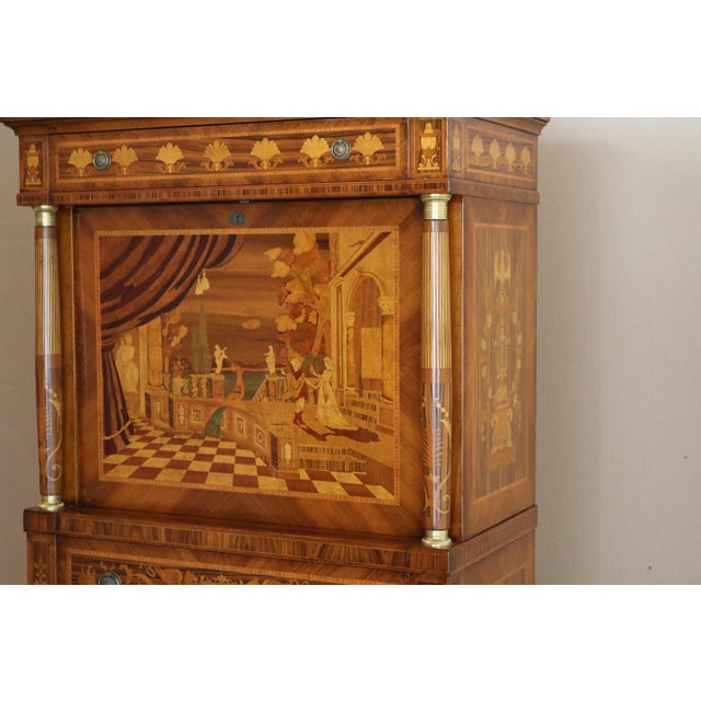 Traditional Empire Style Inlaid Secretaire, 1990s For Sale - Image 3 of 17