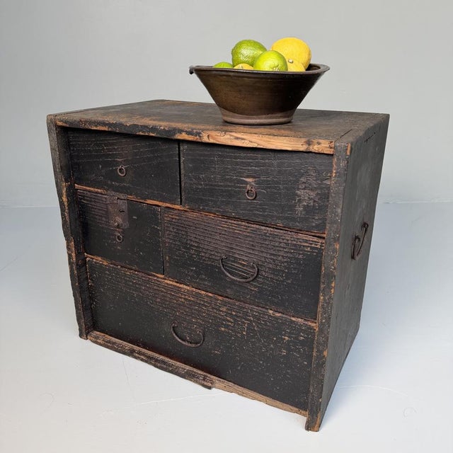 Black Small Antique Japanese Tansu Chest, 1900s, 1890s For Sale - Image 8 of 13