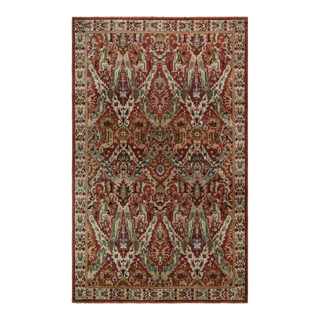 Antique European Rug in Red With Soumak Dragon Pattern For Sale