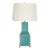 Matthew Izzo Home - Renata Handpainted Turquoise Tole Tamp Lamp With Cream Silk Shade and Gold Trim For Sale