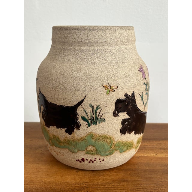 Ceramic Contemporary Alicia Daily Stoneware Pottery Vase With Scottie Dogs For Sale - Image 7 of 11