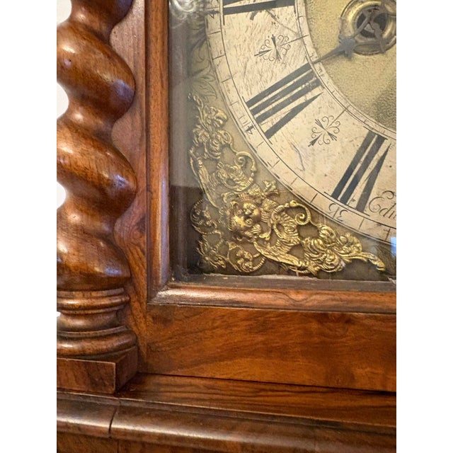Antique English Burr Walnut Longcase Clock from Edin Burgis of London, 1680s For Sale - Image 14 of 16