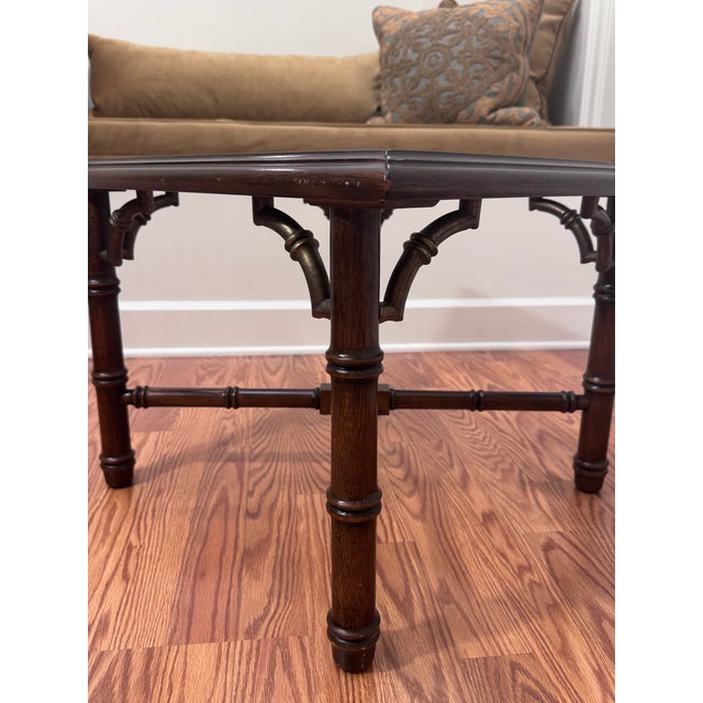 Vintage Chinoiserie Chippendale Style Mahogany Solid Wood, Glass & Brass Finish Side Table For Sale - Image 11 of 12