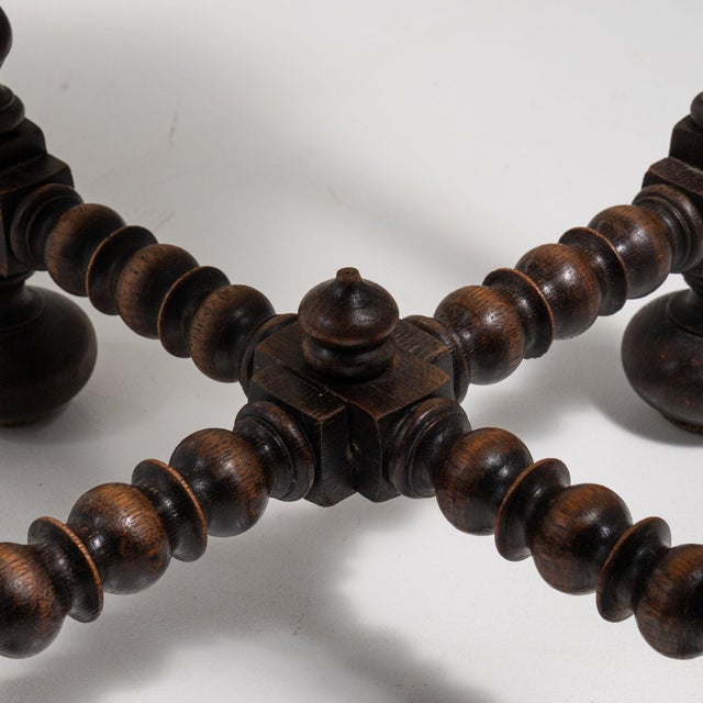 19th Century 19th Century France Deep Walnut Brown Carved Barley-Twist Pedestal Side Table For Sale - Image 5 of 11