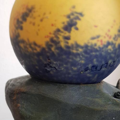 Vintage Art Deco France Lamp with Moon Shade For Sale - Image 9 of 11