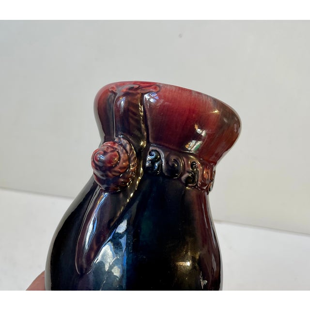 Michael Andersen & Son Art Nouveau Glazed Vase with Snail by Daniel Andersen for Michael Andersen, 1890s For Sale - Image 4 of 11