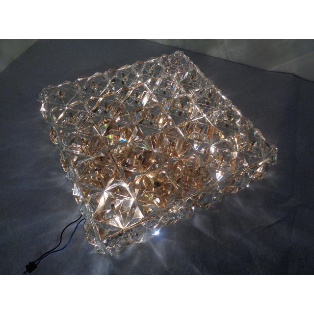 Gold Large Gold-Plated & Crystal Glass Flush Mount from Kinkeldey, Germany, 1970s For Sale - Image 8 of 15