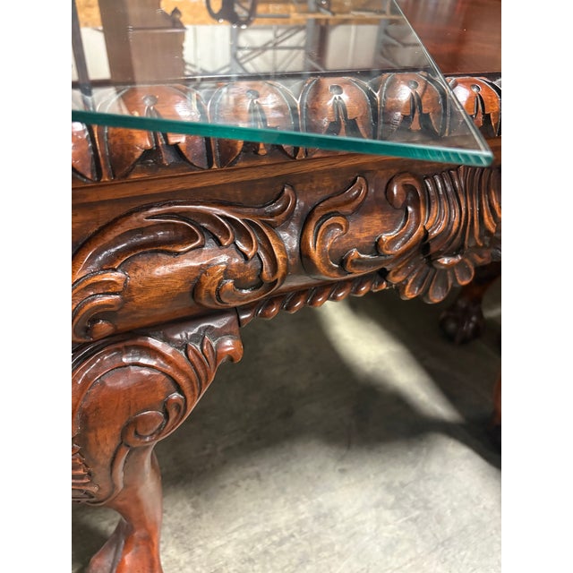 1990s Solid Mahogany End Tables With Intricate Carving in Nashville For Sale - Image 10 of 11