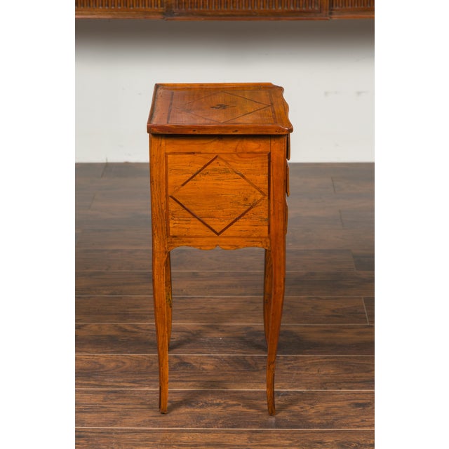 French French Louis-Philippe Period 1840s Walnut Bedside Table with Geometric Banding For Sale - Image 3 of 12